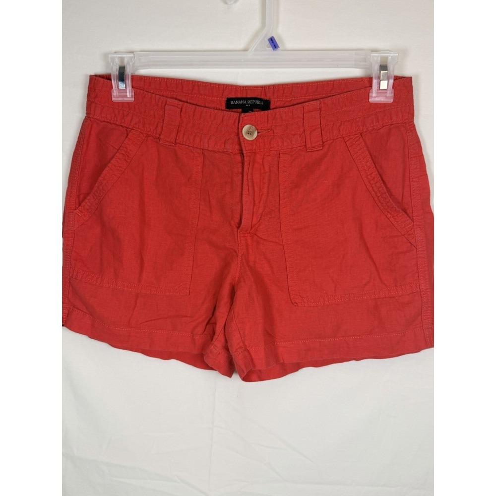 Banana Republic Women's Red Casual Shorts Size 6 Cotton Blend Summer
